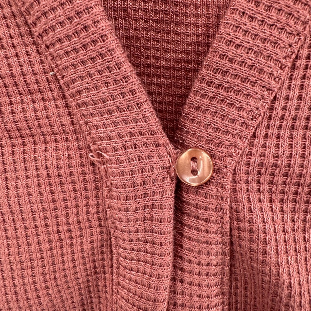 2000s NA-KD Waffle Knit Top Women M Rose Cropped Cardigan Coquette Cottagecore - Picture 6 of 9